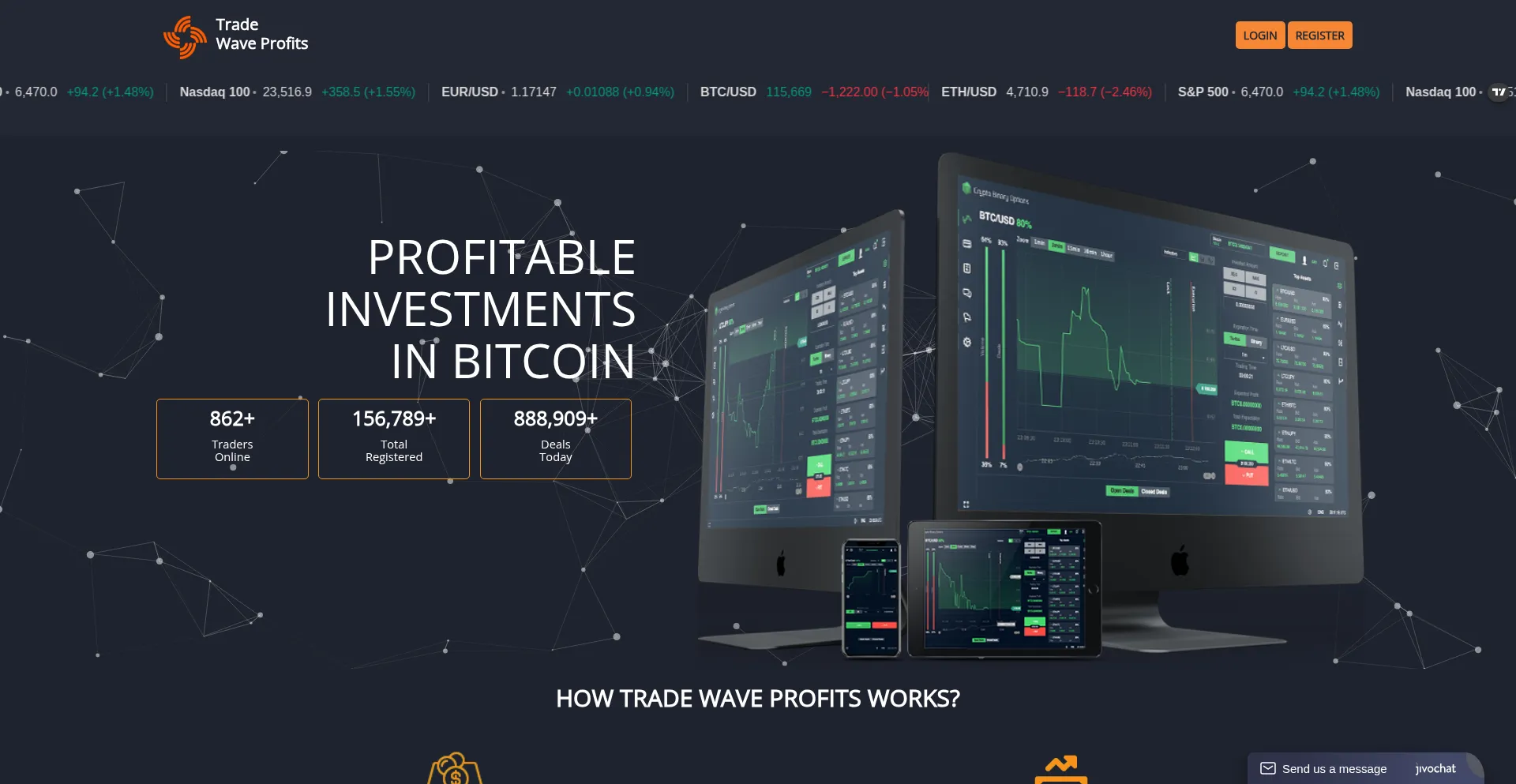 Website screenshot of Tradewaveprofits.org