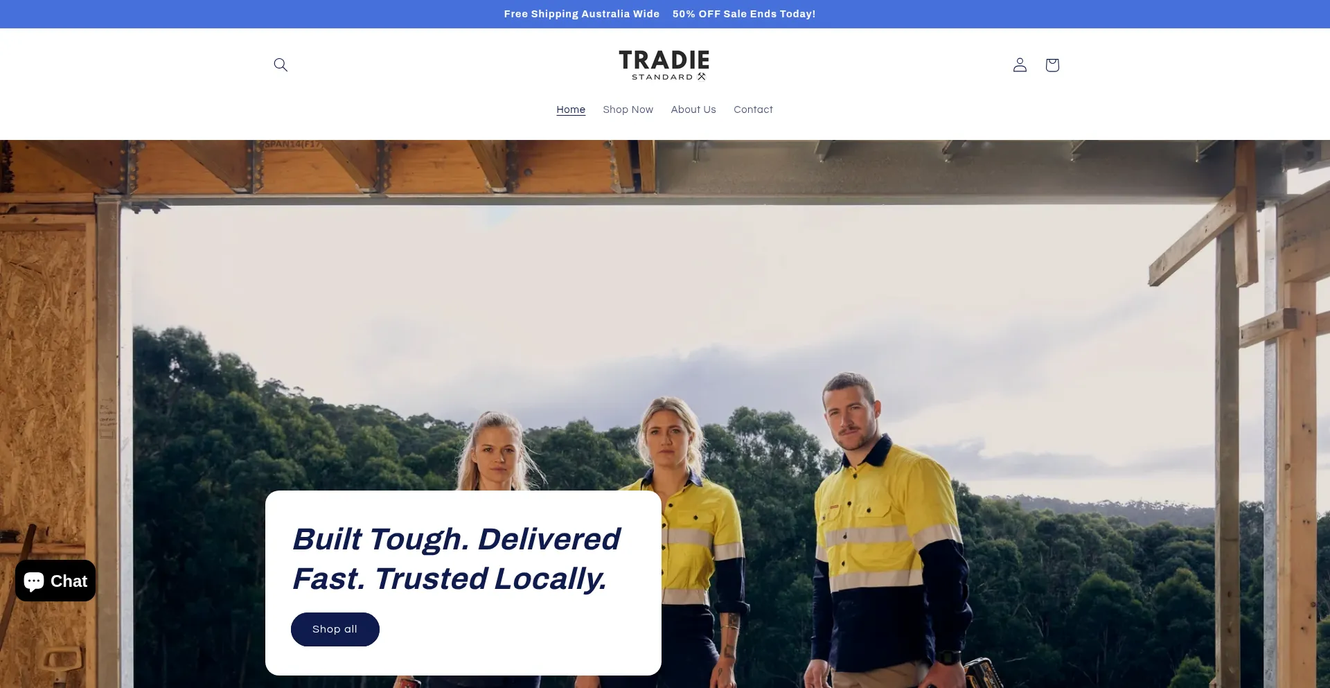 Website screenshot of Tradiestandard.com