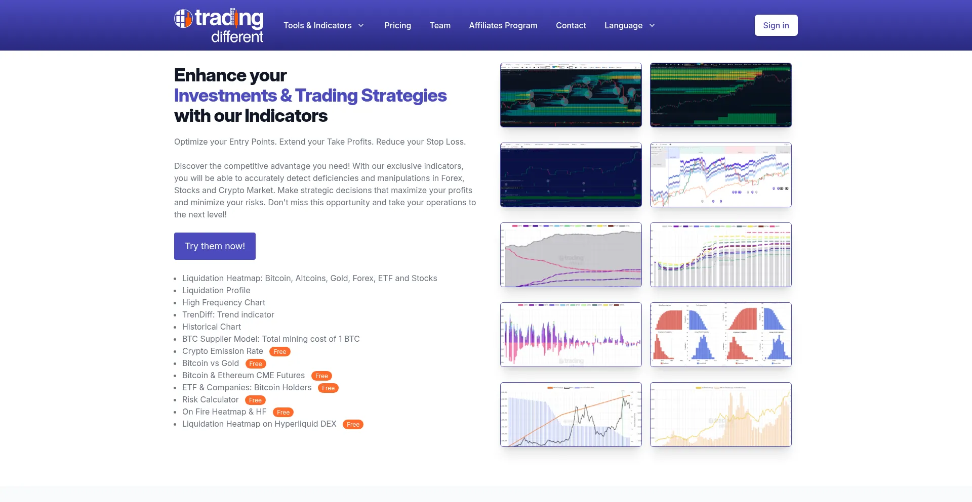 Website screenshot of Tradingdifferent.com
