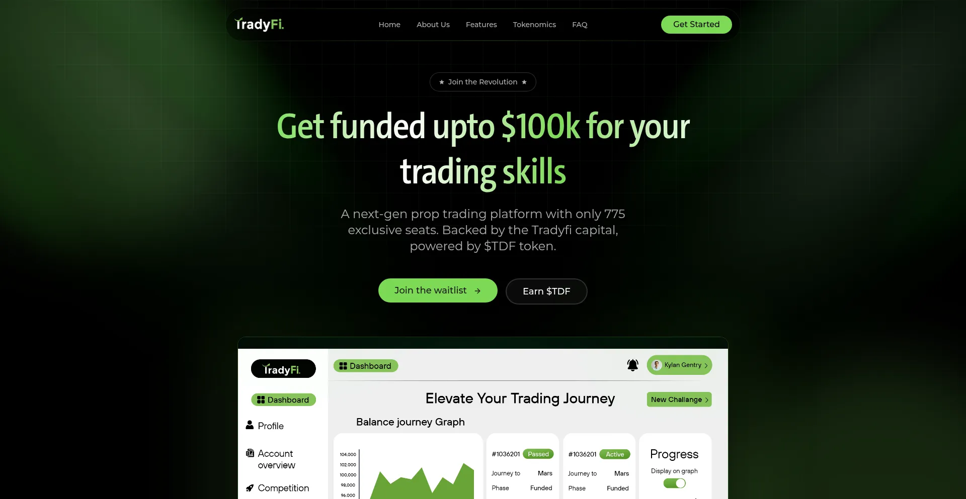 Website screenshot of Tradyfi.io