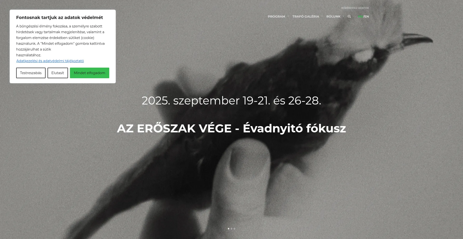 Website screenshot of Trafo.hu