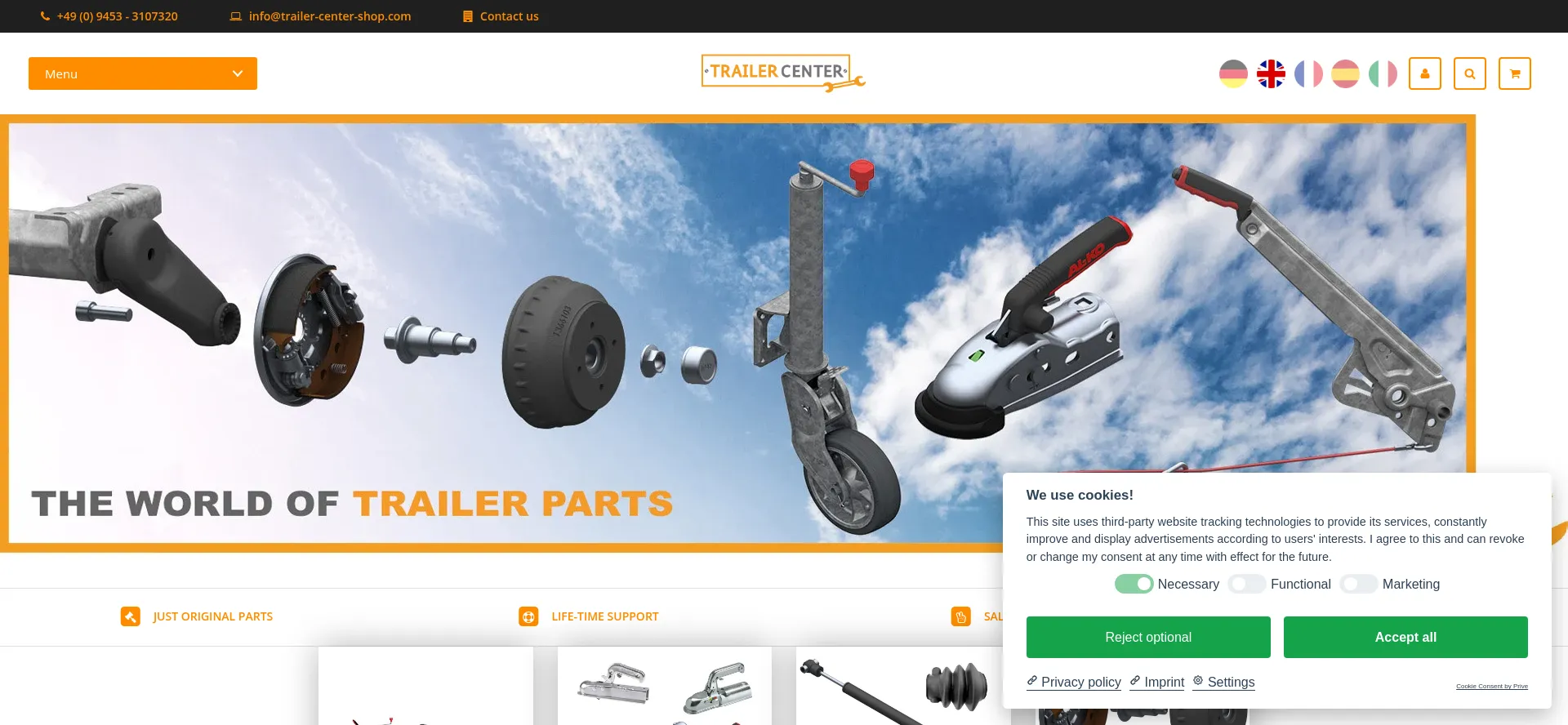 Website screenshot of Trailer-center-discount.com