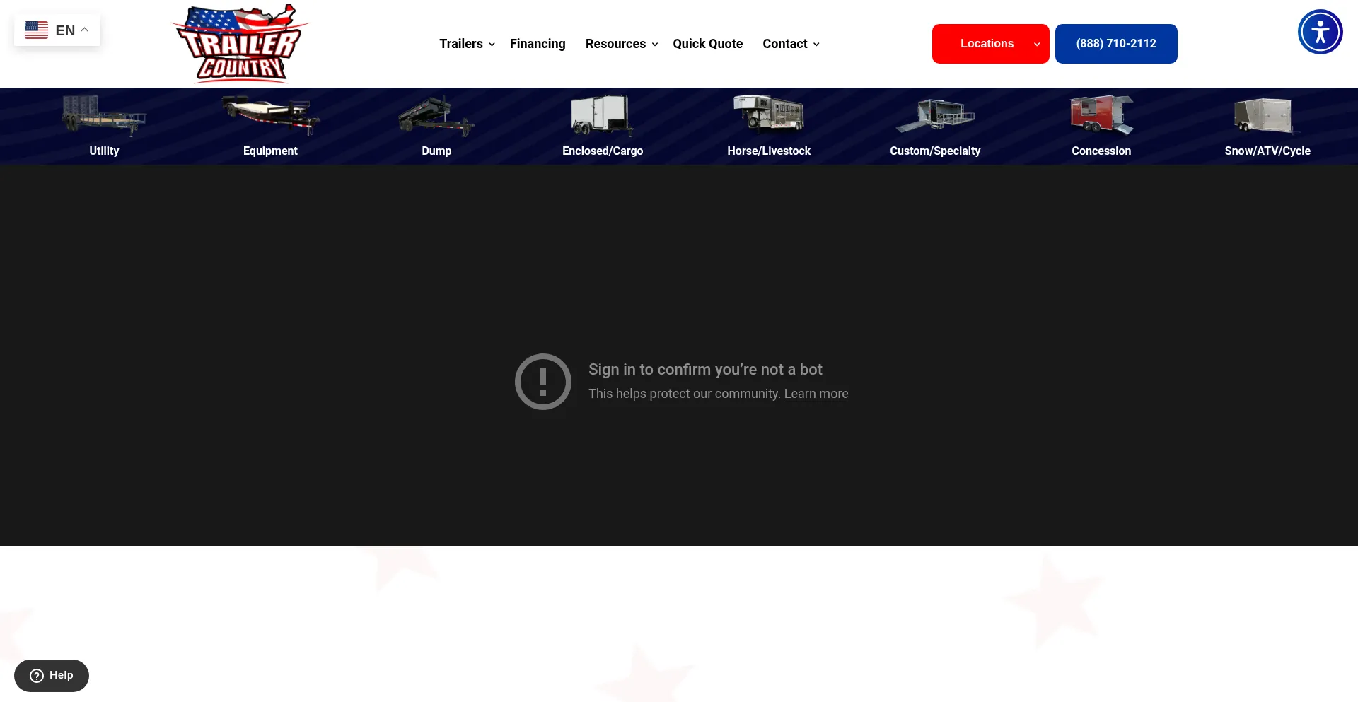 Website screenshot of Trailercountryinc.com