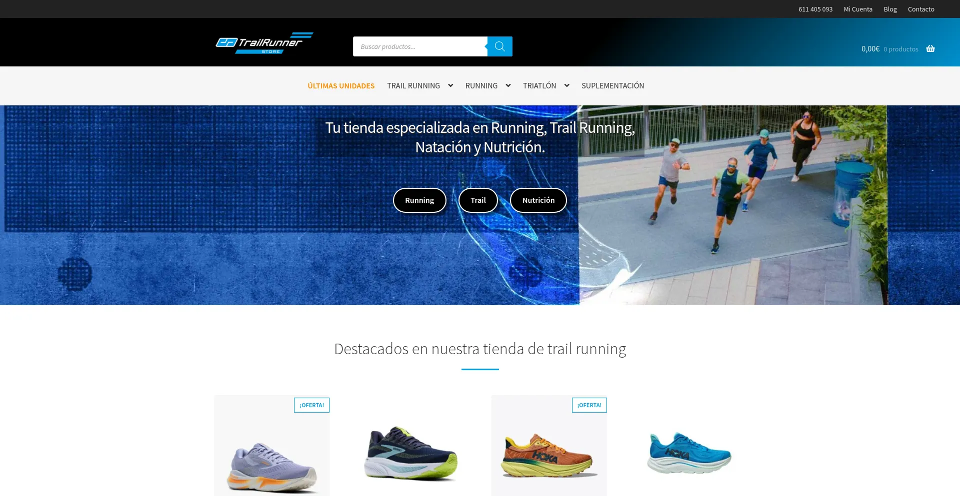 Website screenshot of Trailrunner-store.es