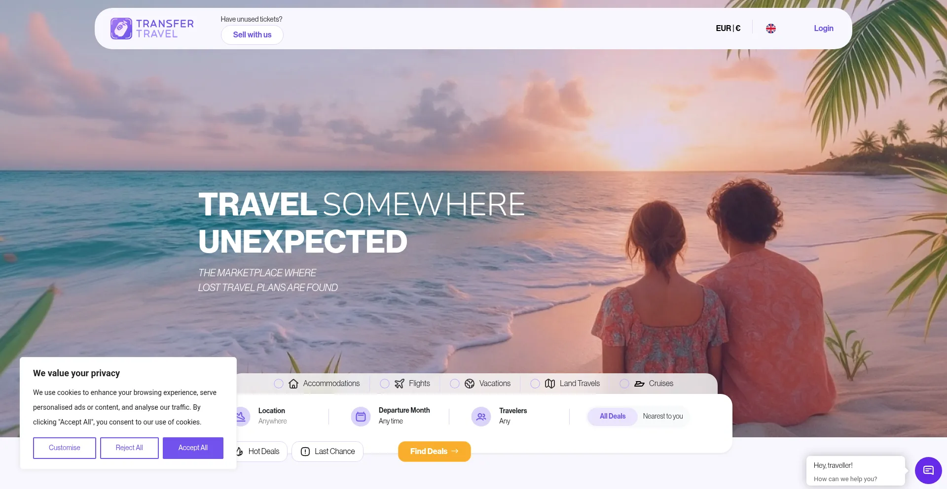 Website screenshot of Transfertravel.com