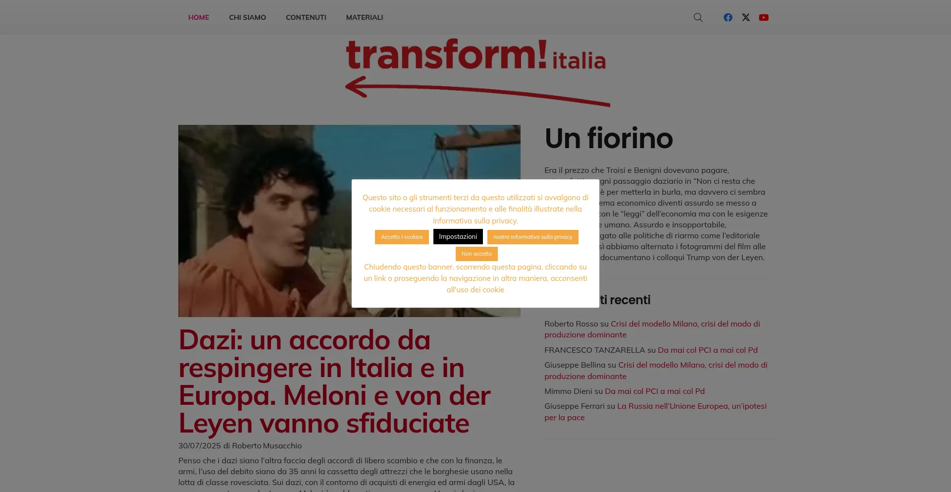 Website screenshot of Transform-italia.it