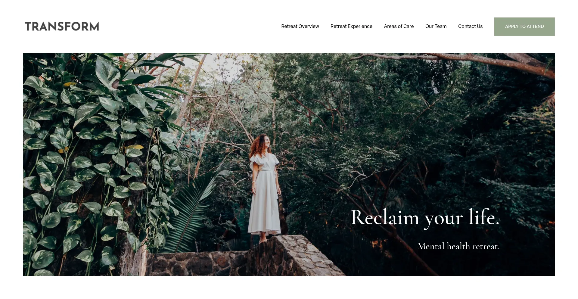 Website screenshot of Transformretreat.co