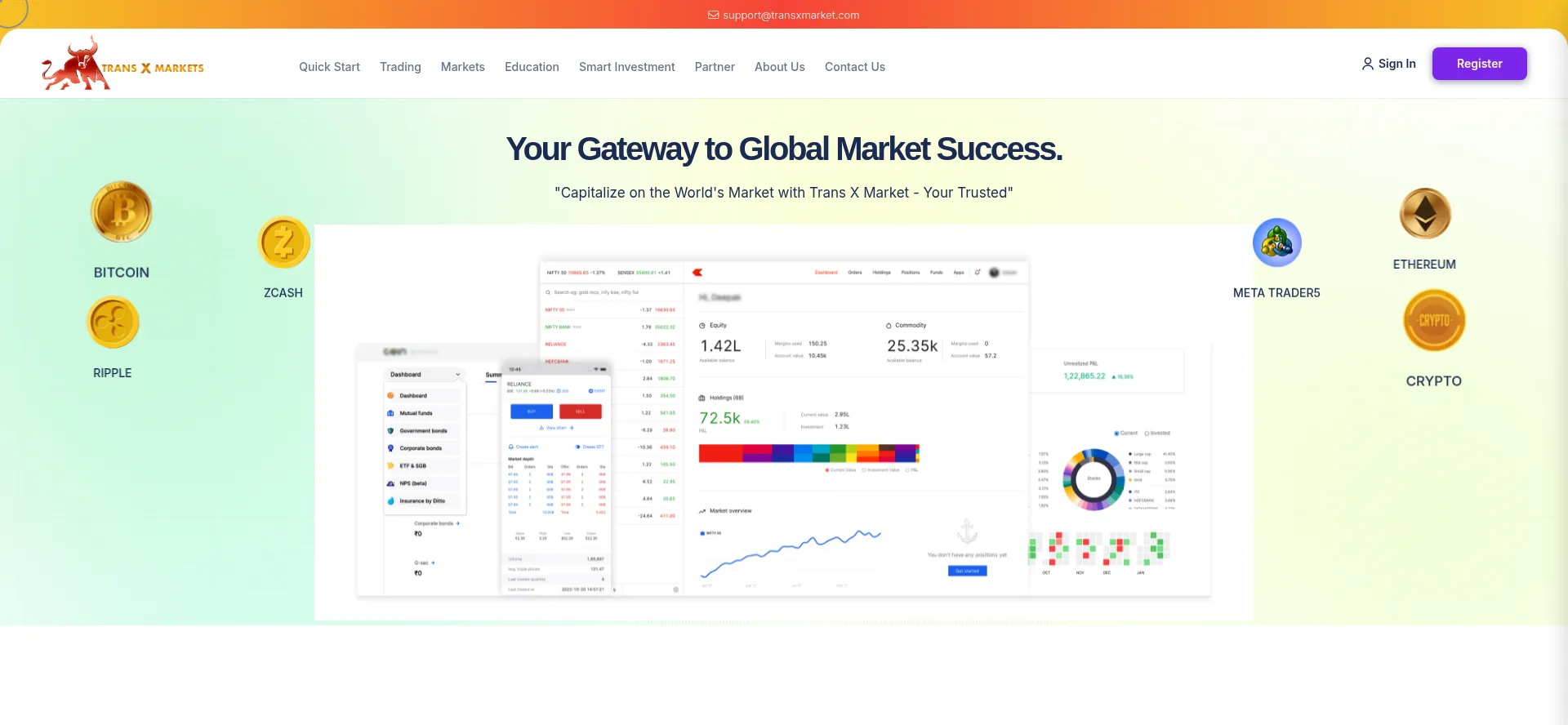 Website screenshot of Transxmarket.com