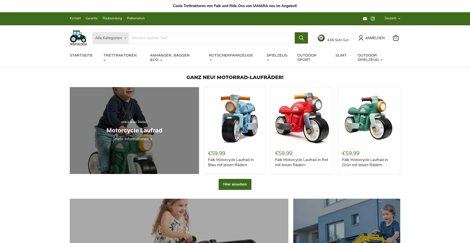 Website screenshot of Traptrecker.de