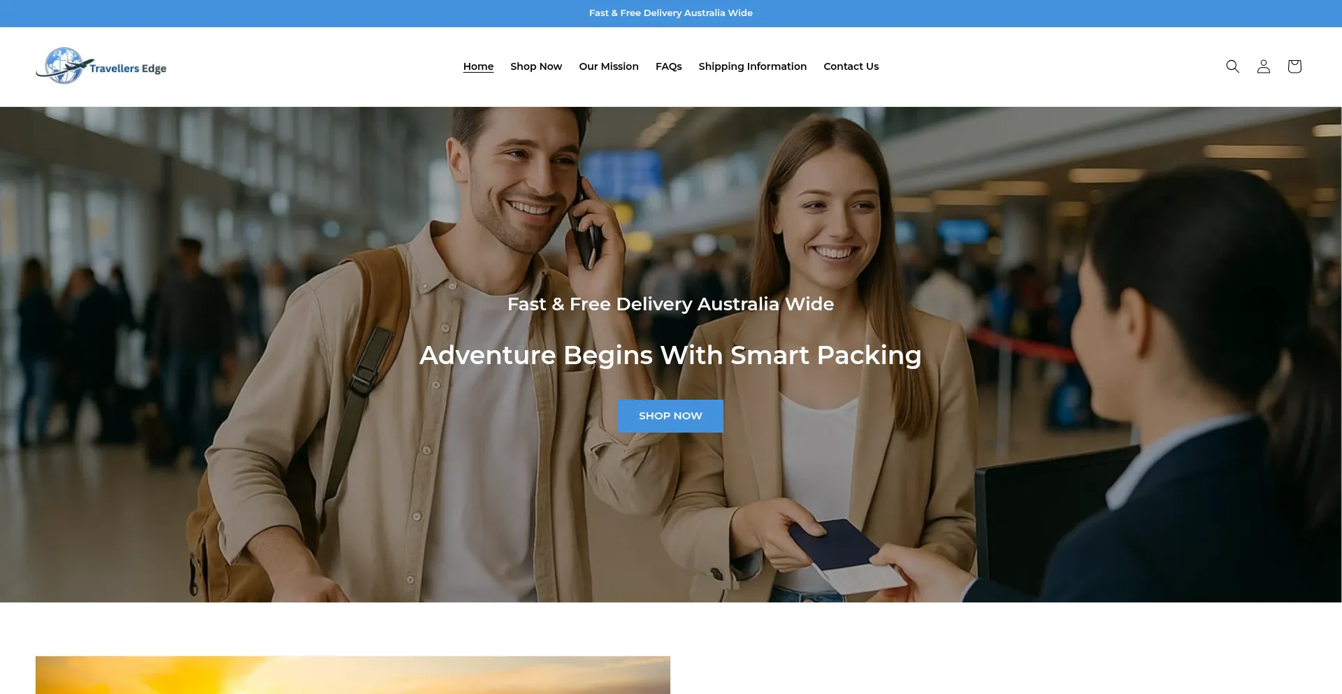 Website screenshot of Travellers-edge.com
