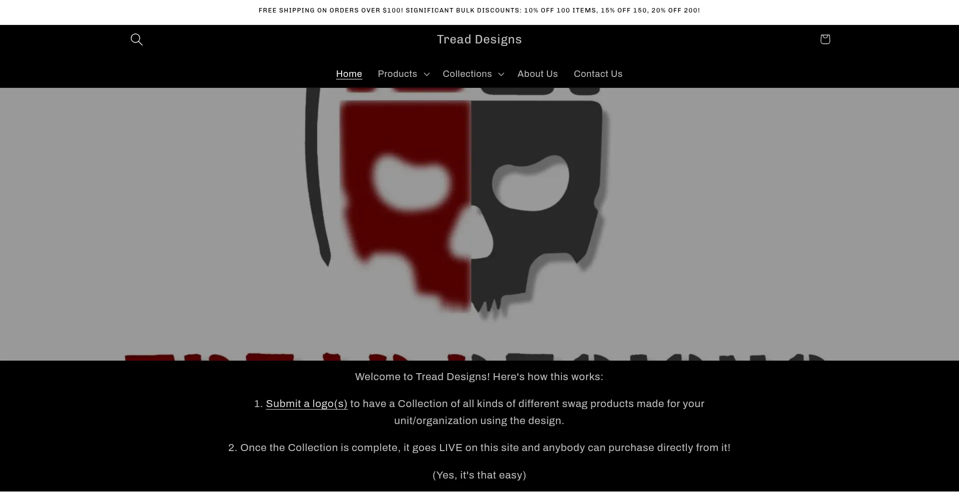 Website screenshot of Treaddesigns.shop