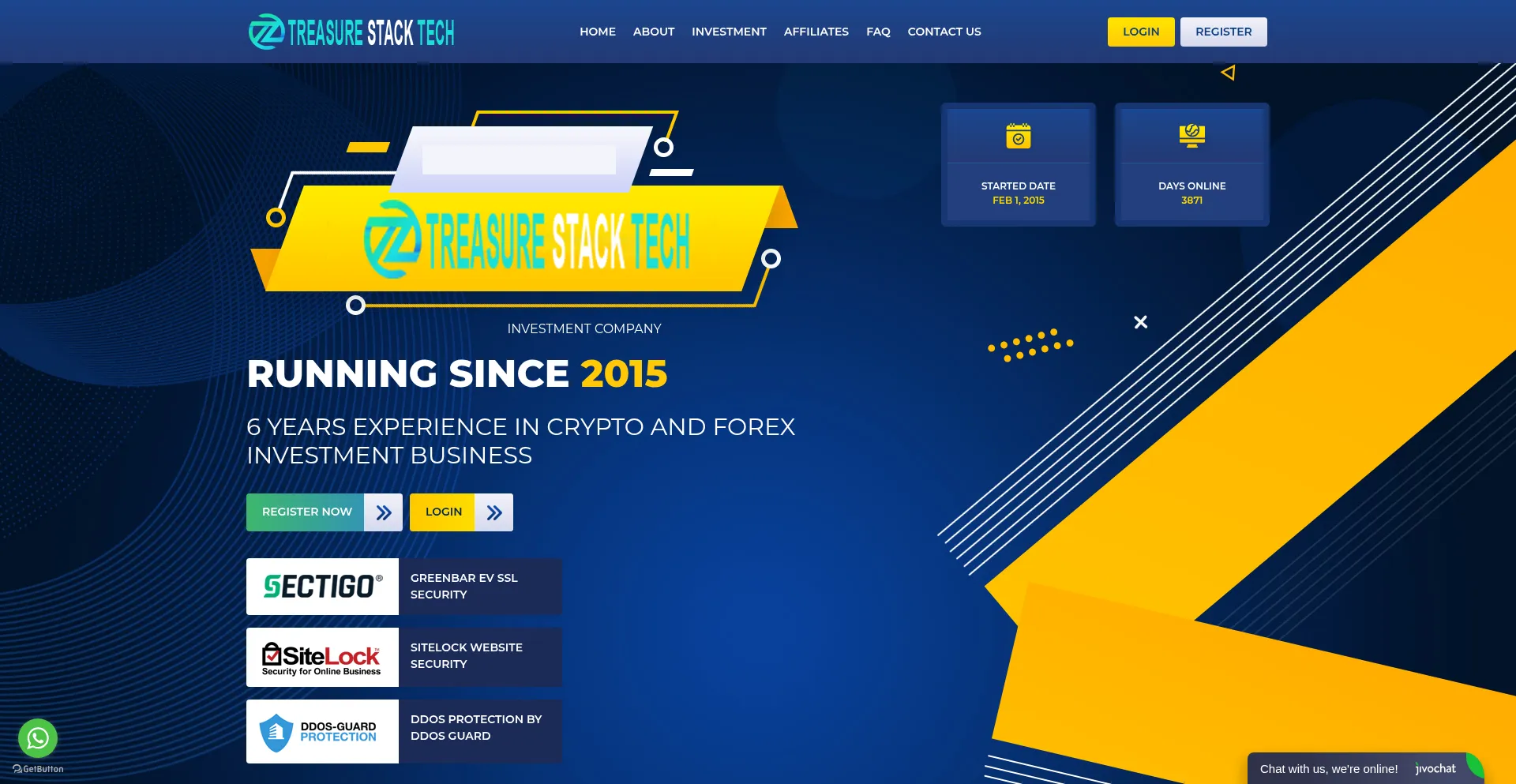 Website screenshot of Treasurestacktech.com