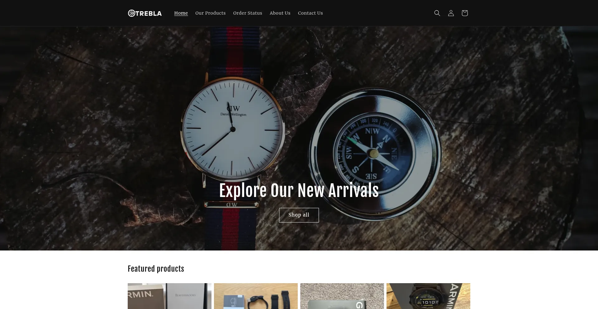Website screenshot of Trebla.shop