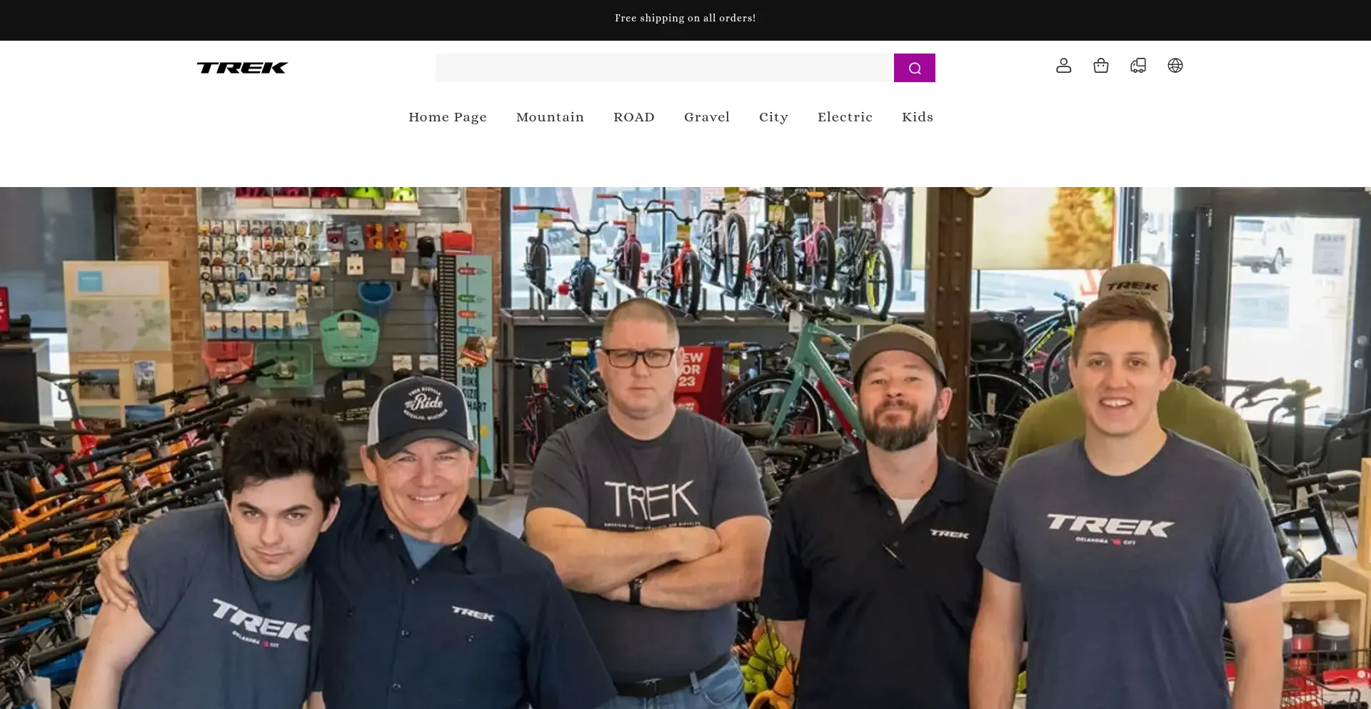 Website screenshot of Trekbikeonline.com