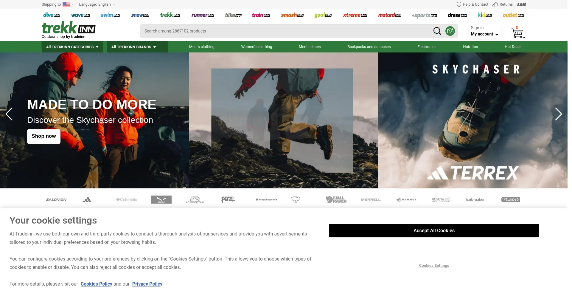 Website screenshot of Trekkinn.com