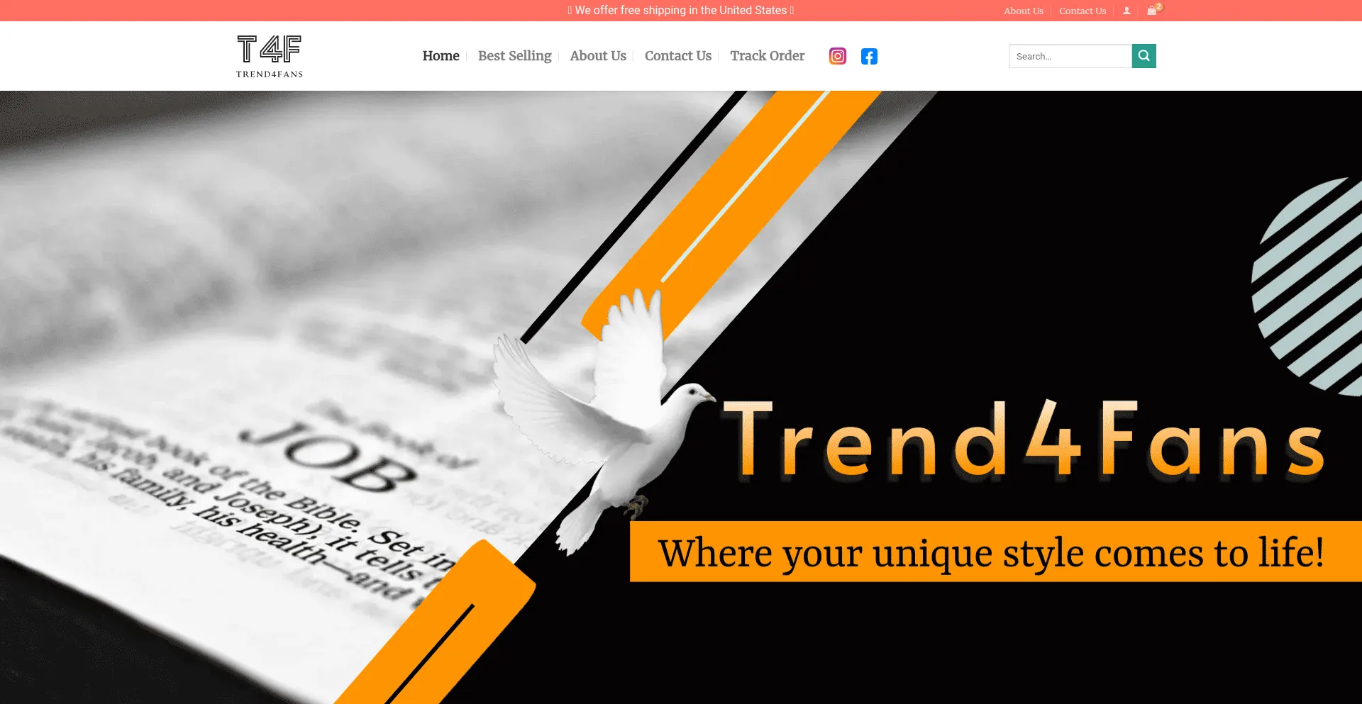 Website screenshot of Trend4fans.com
