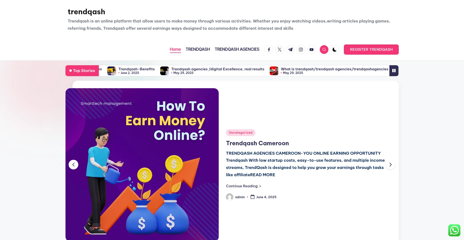 Website screenshot of Trend-qash.com