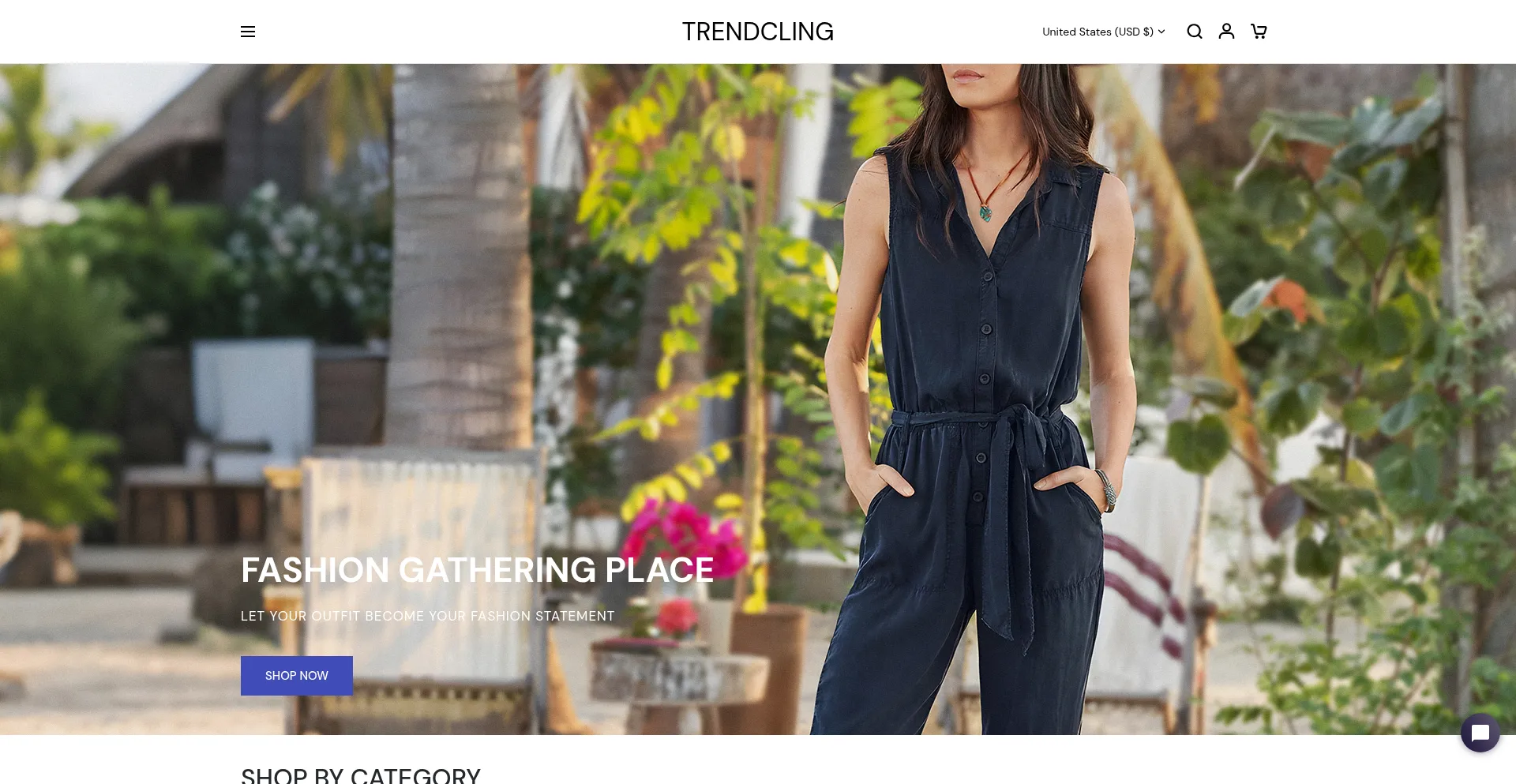 Website screenshot of Trendcling.com