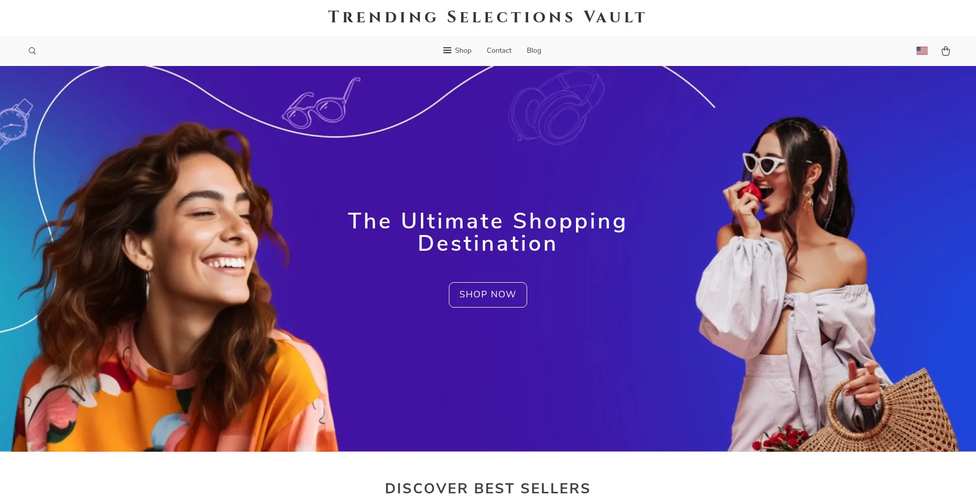 Website screenshot of Trendingselectionsvault.shop