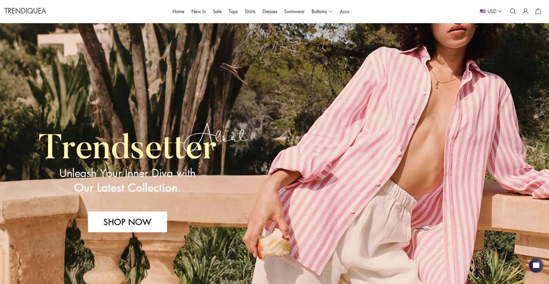 Website screenshot of Trendiquea.com