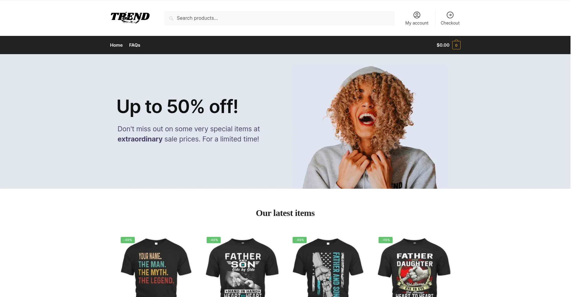 Website screenshot of Trendsportgear.com