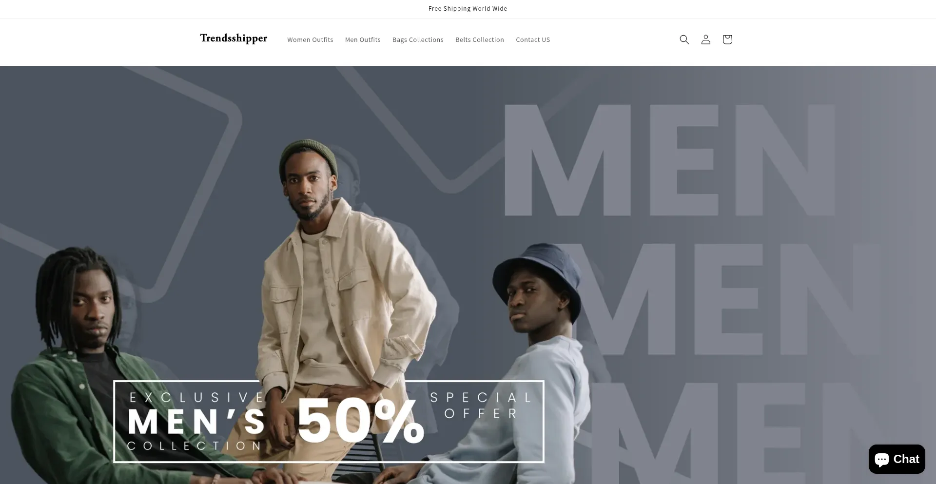 Website screenshot of Trendsshipper.com