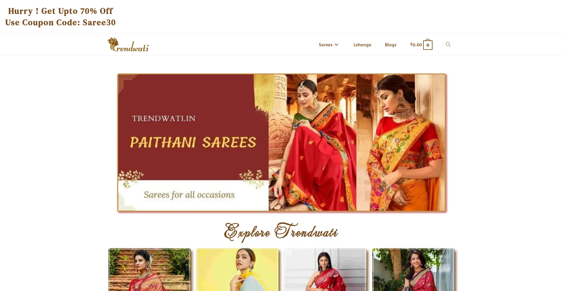 Website screenshot of Trendwati.in