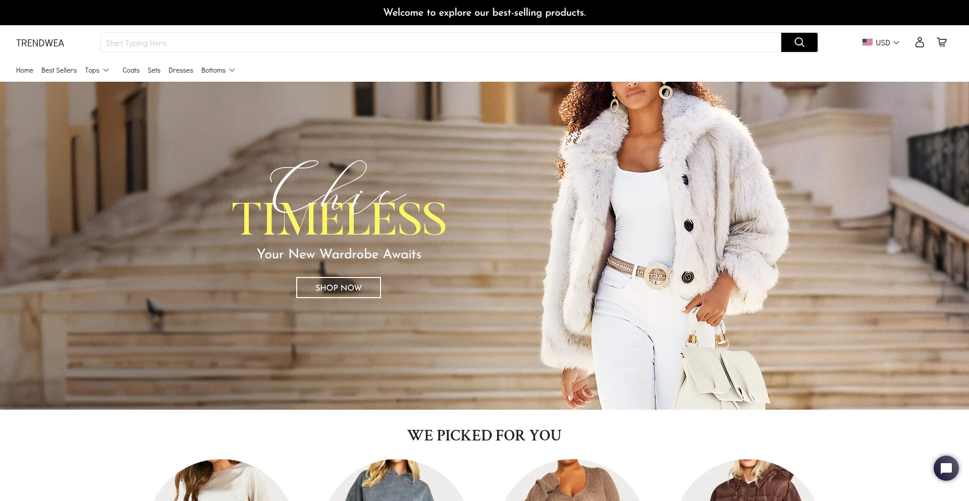 Website screenshot of Trendwea.com