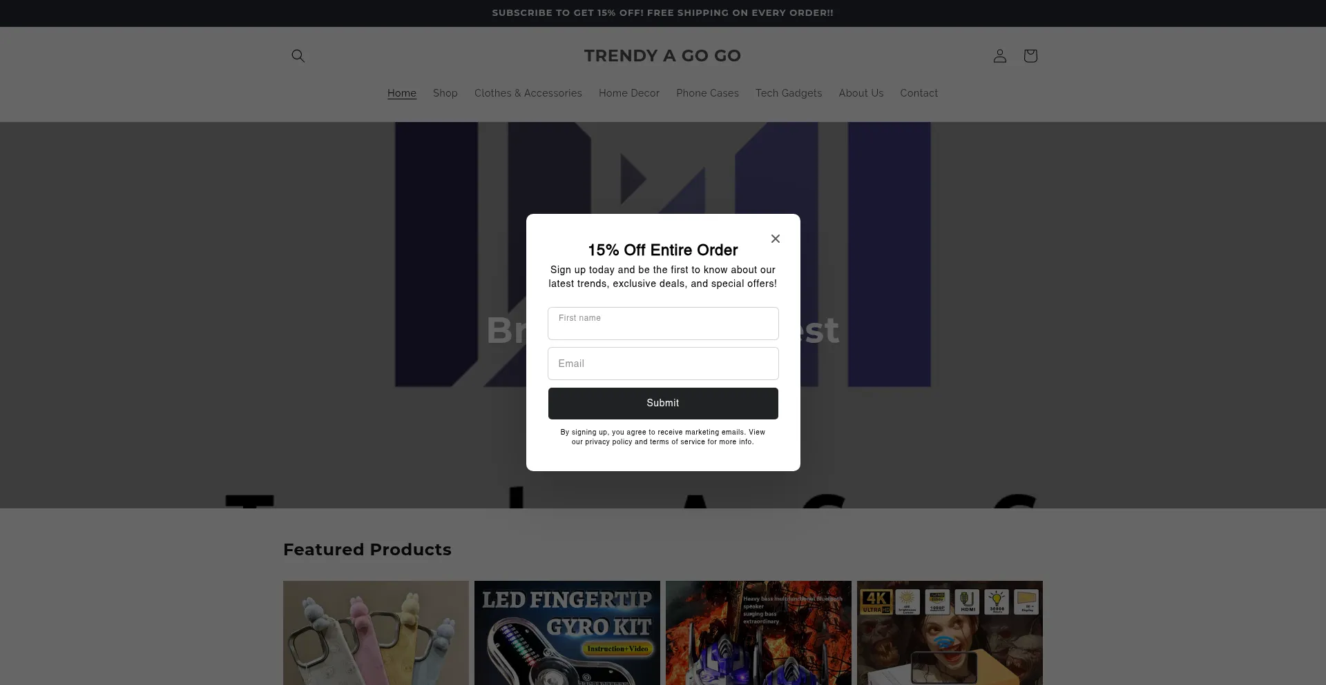 Website screenshot of Trendyagogo.com