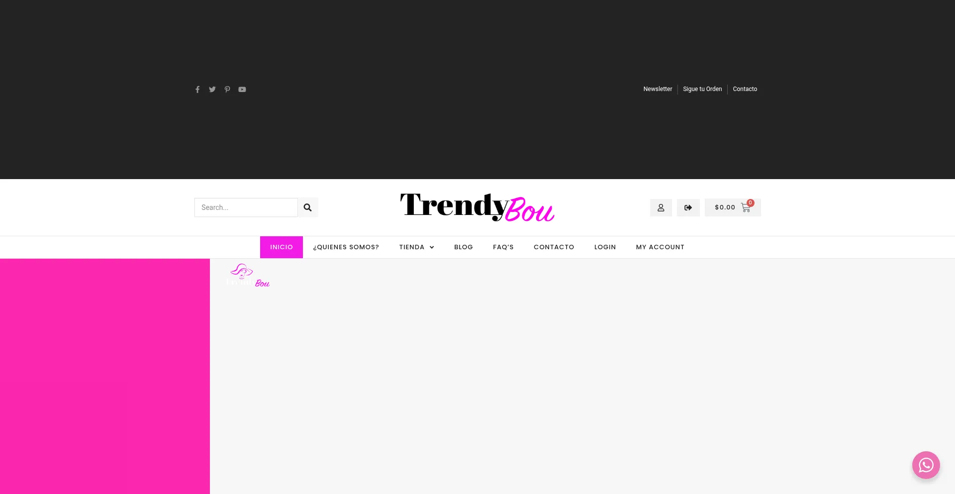 Website screenshot of Trendybou.com