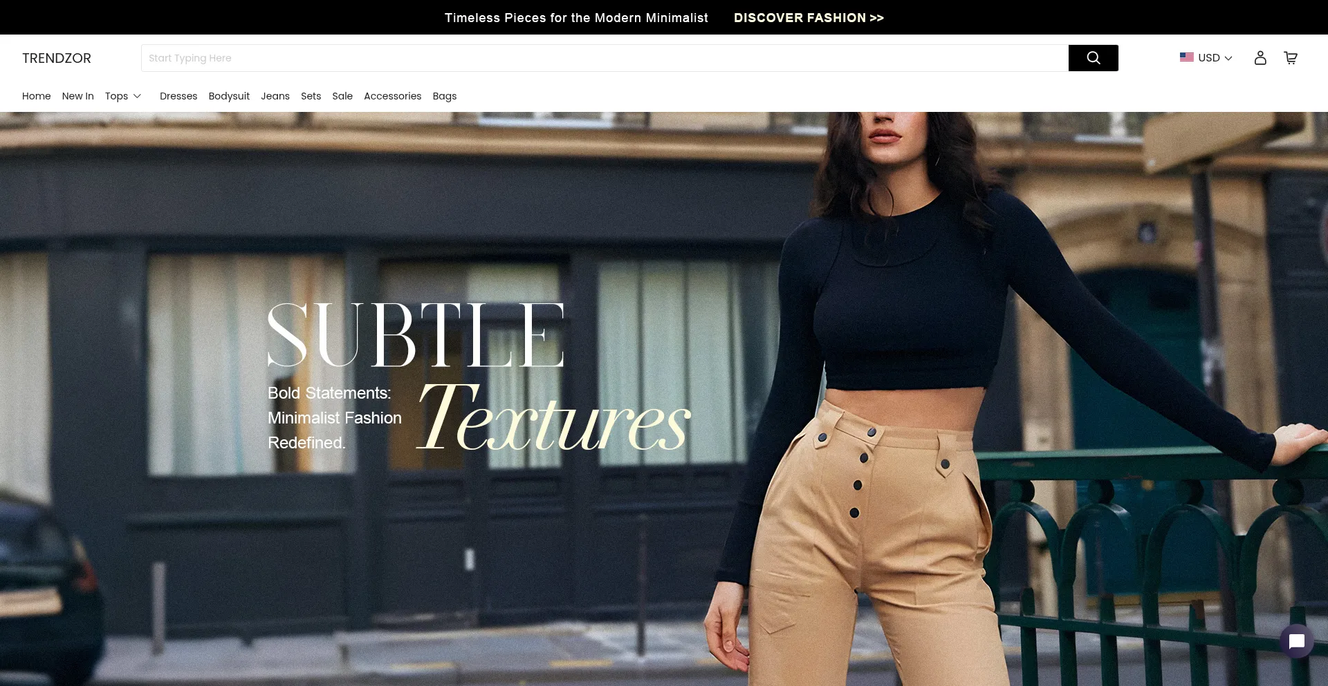 Website screenshot of Trendzor.com
