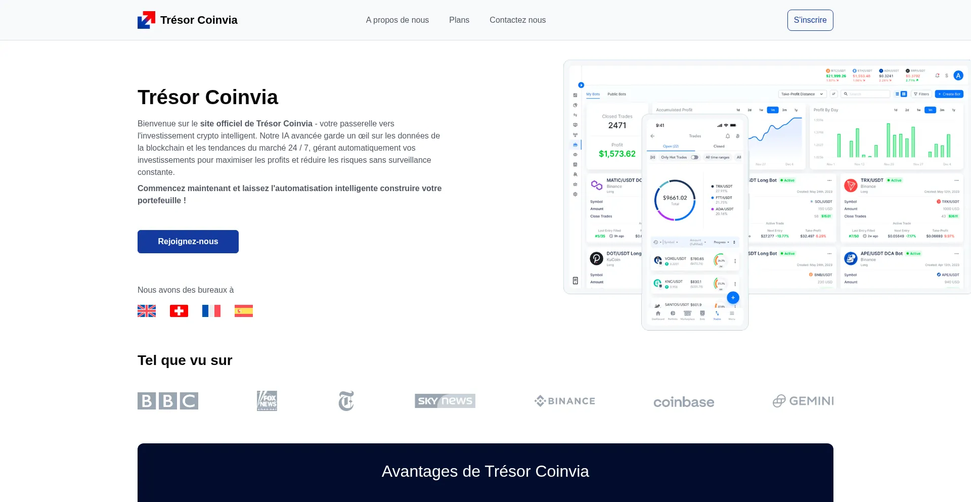 Website screenshot of Tresorcoinvia.fr