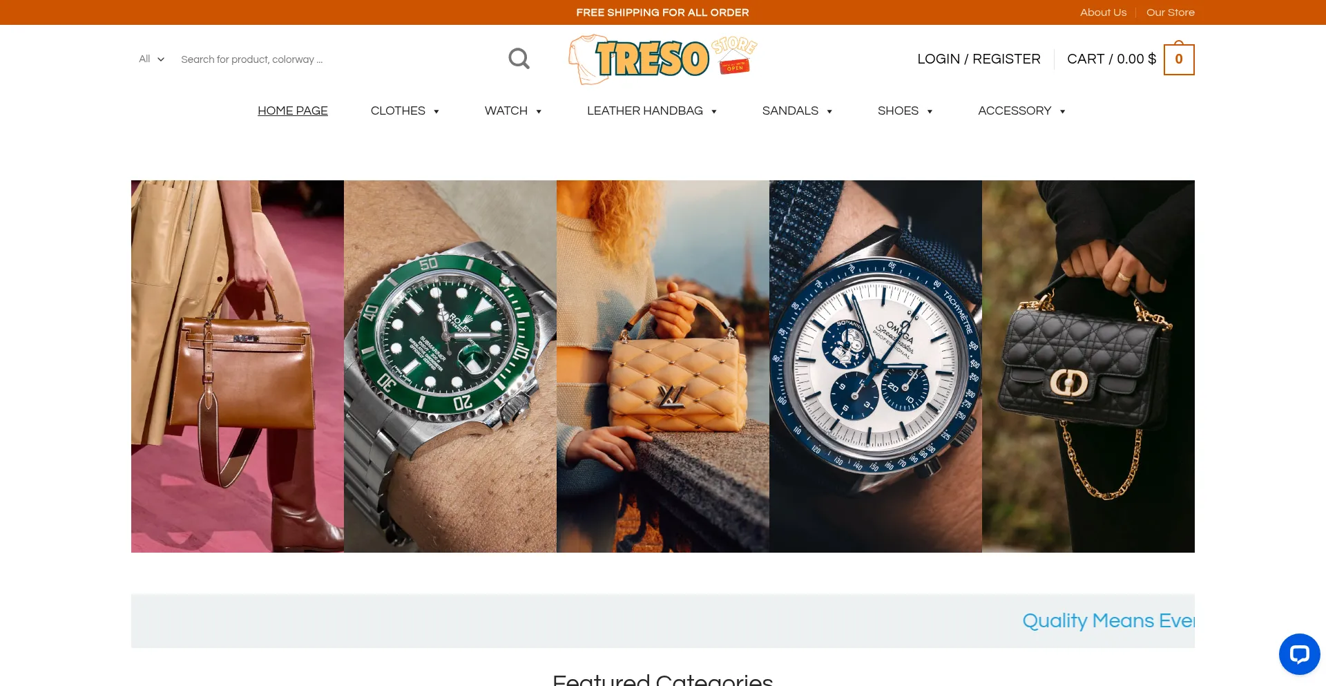 Website screenshot of Tresostore.com