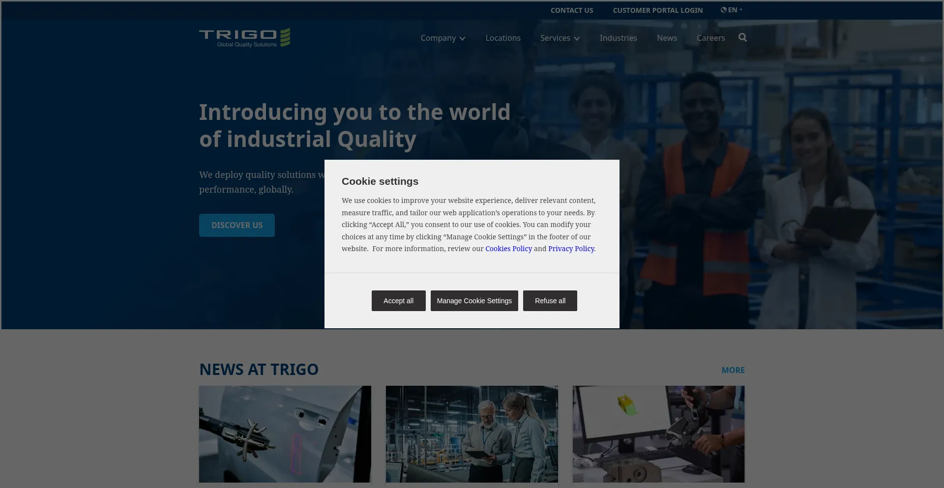 Website screenshot of Trigo-group.com