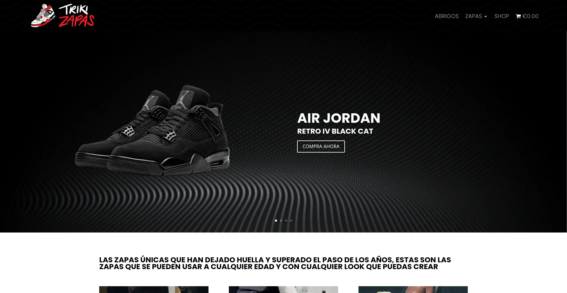 Website screenshot of Trikizapas.com