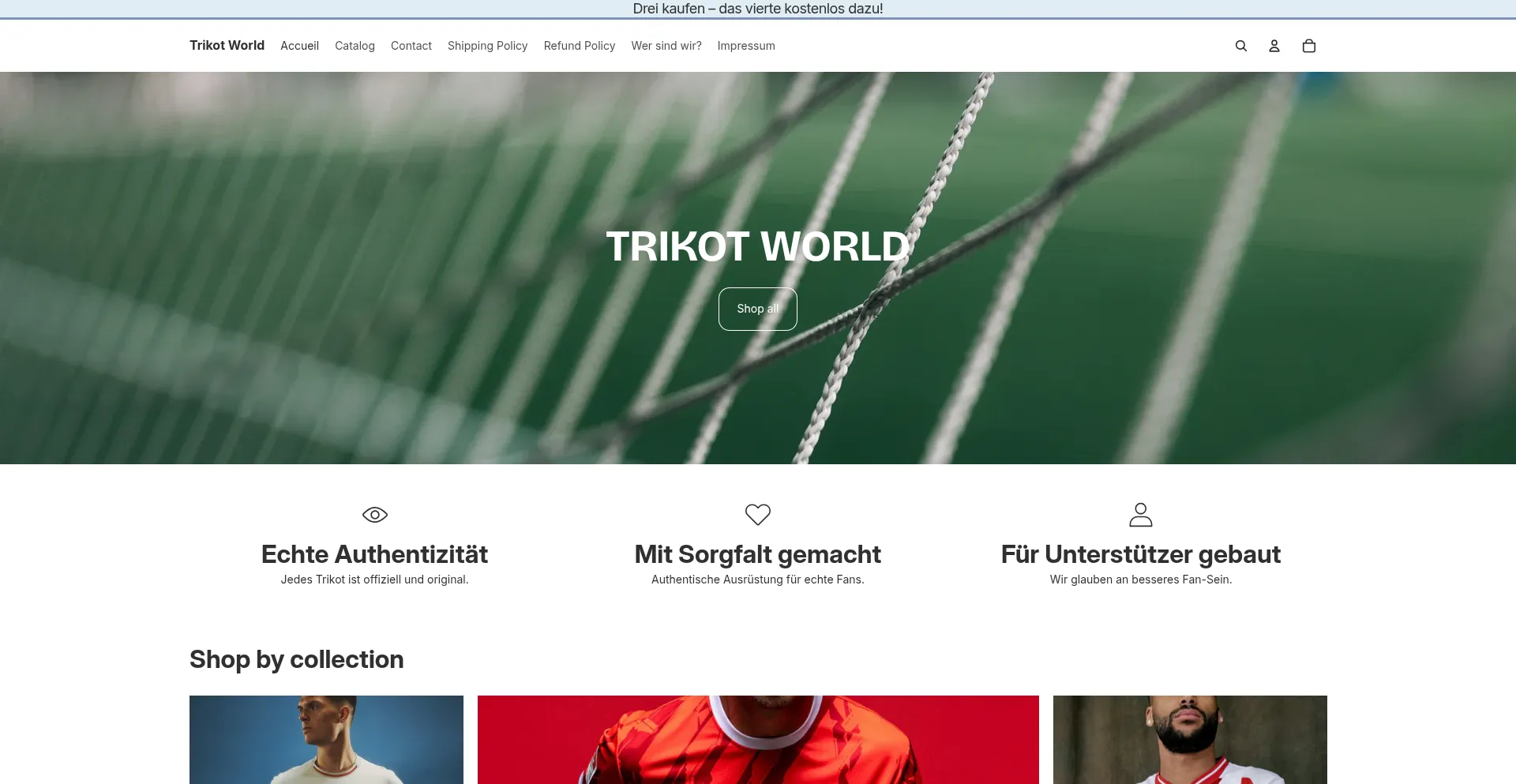 Website screenshot of Trikotworld.store