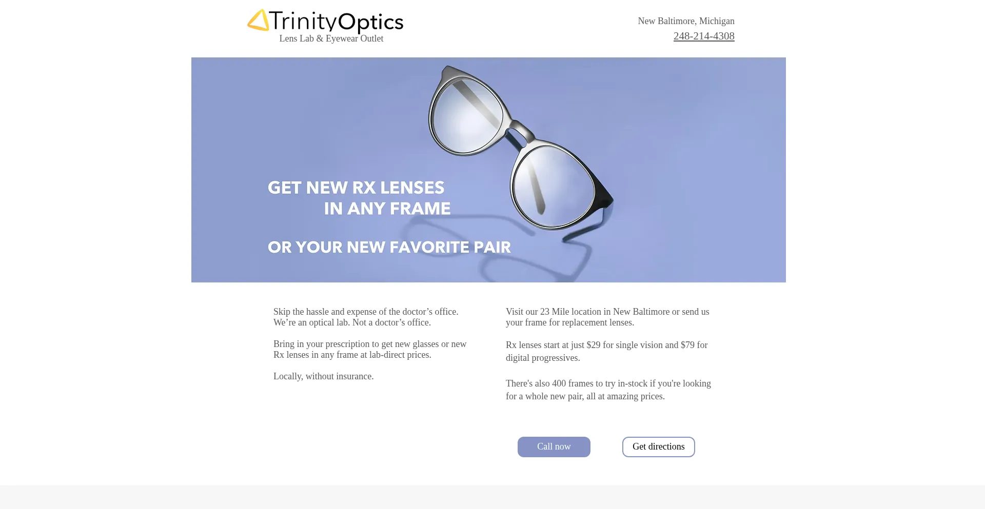 Website screenshot of Trinityopt.com