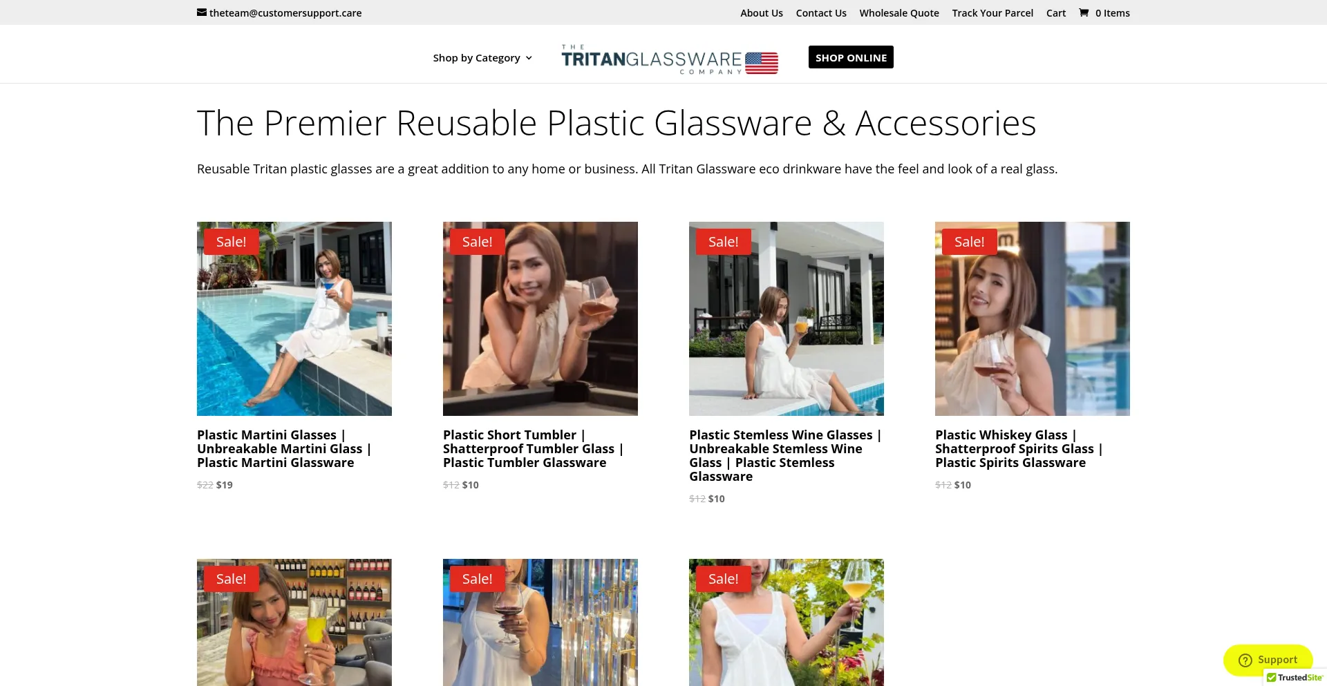 Website screenshot of Tritanglasses.com