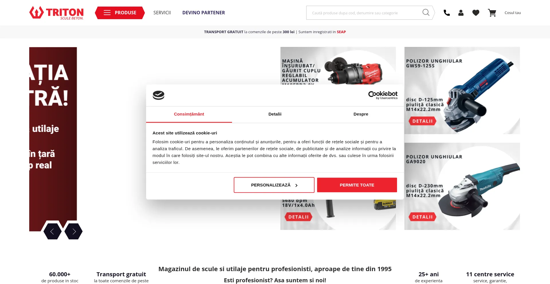 Website screenshot of Triton.com.ro