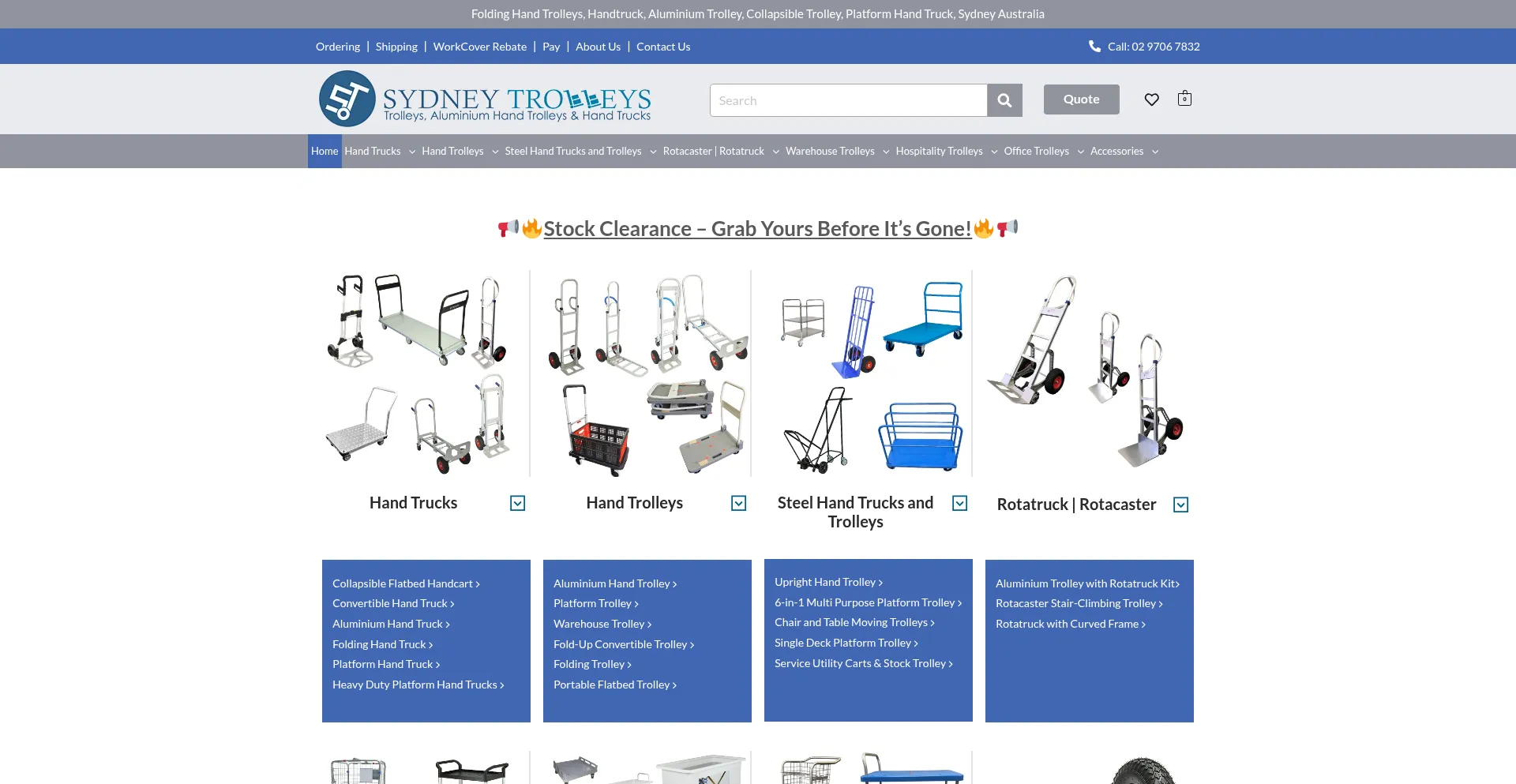 Website screenshot of Trolleysonline.com.au