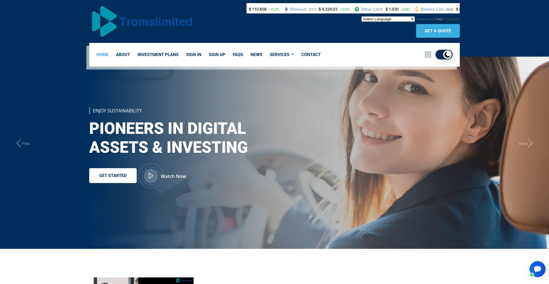 Website screenshot of Tromsltd.com