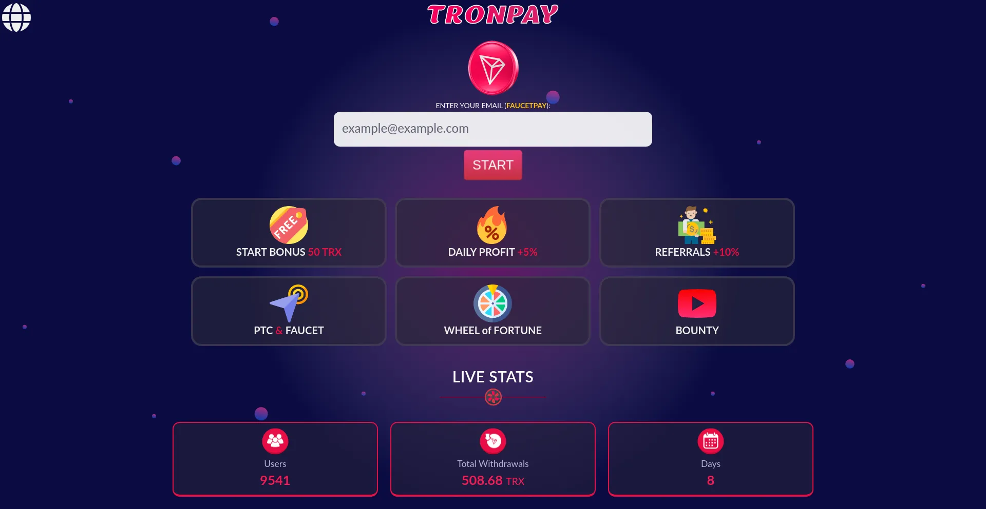 Website screenshot of Tronpay.pro