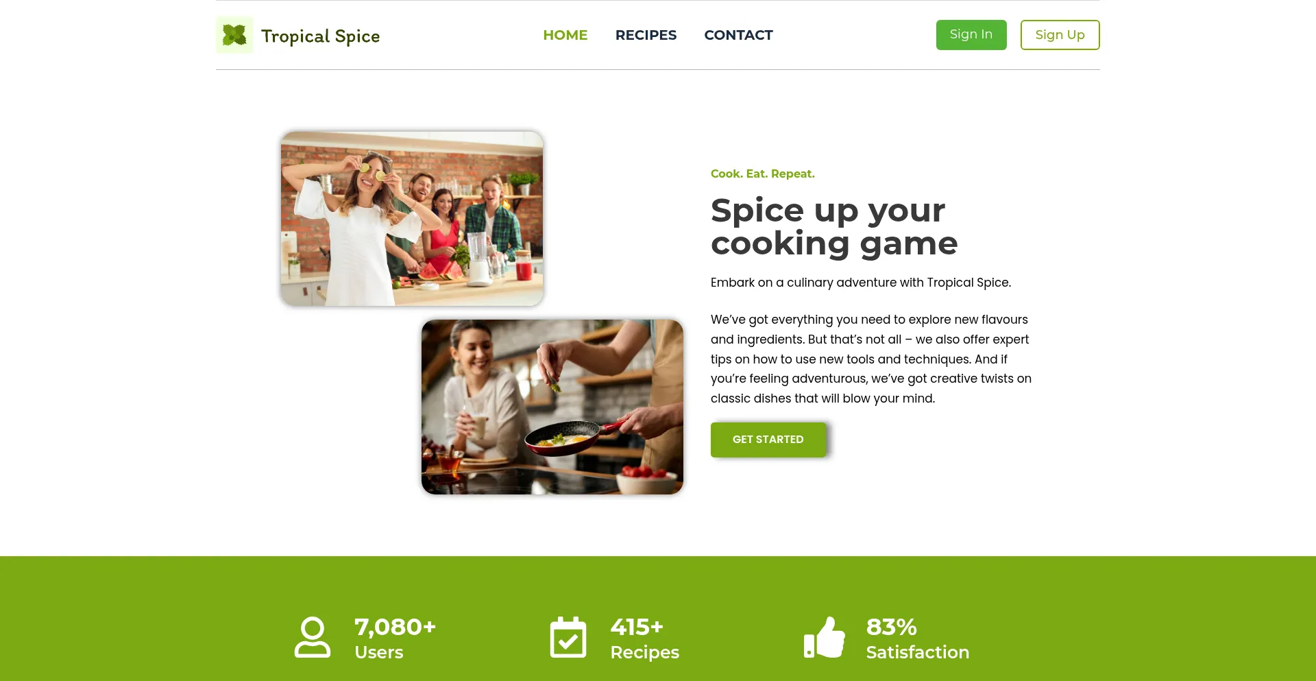 Website screenshot of Tropicalspice.co