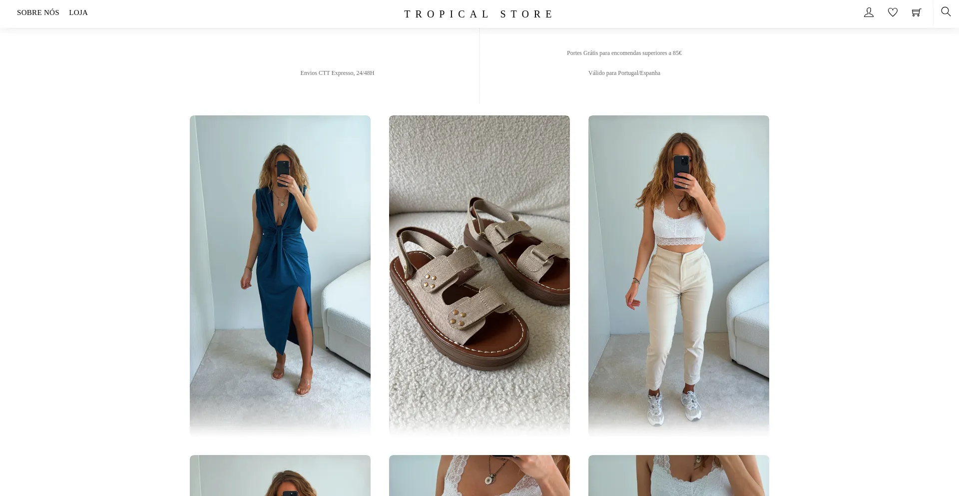 Website screenshot of Tropicalstore.pt