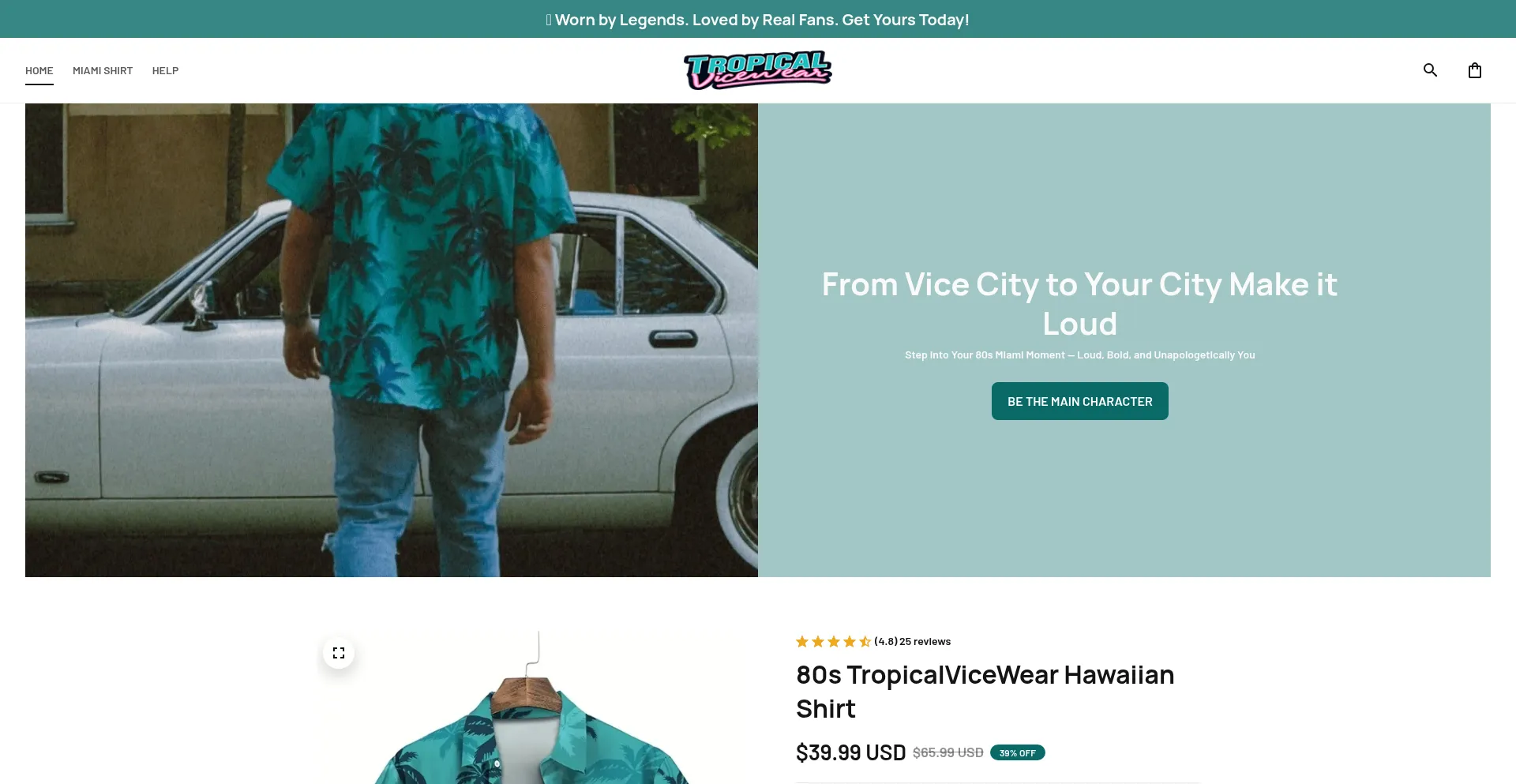 Website screenshot of Tropicalvicewear.com