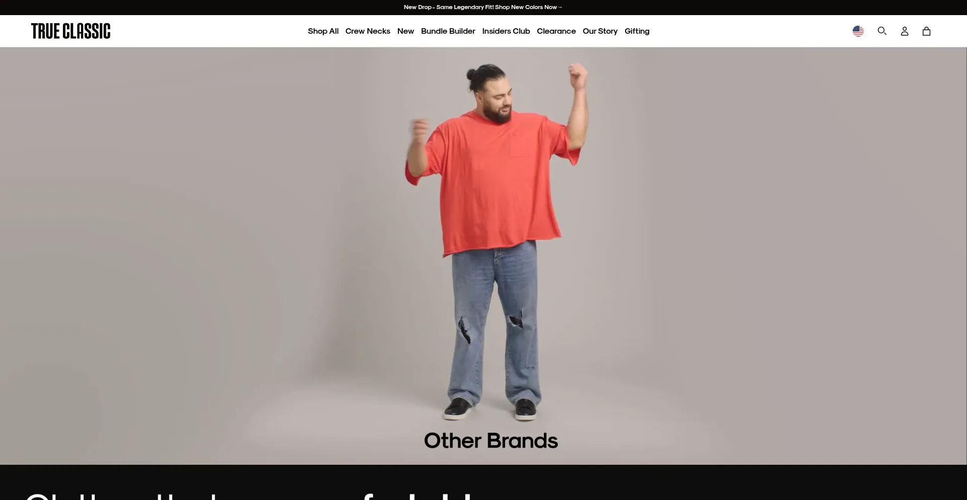 Website screenshot of Trueclassic.com