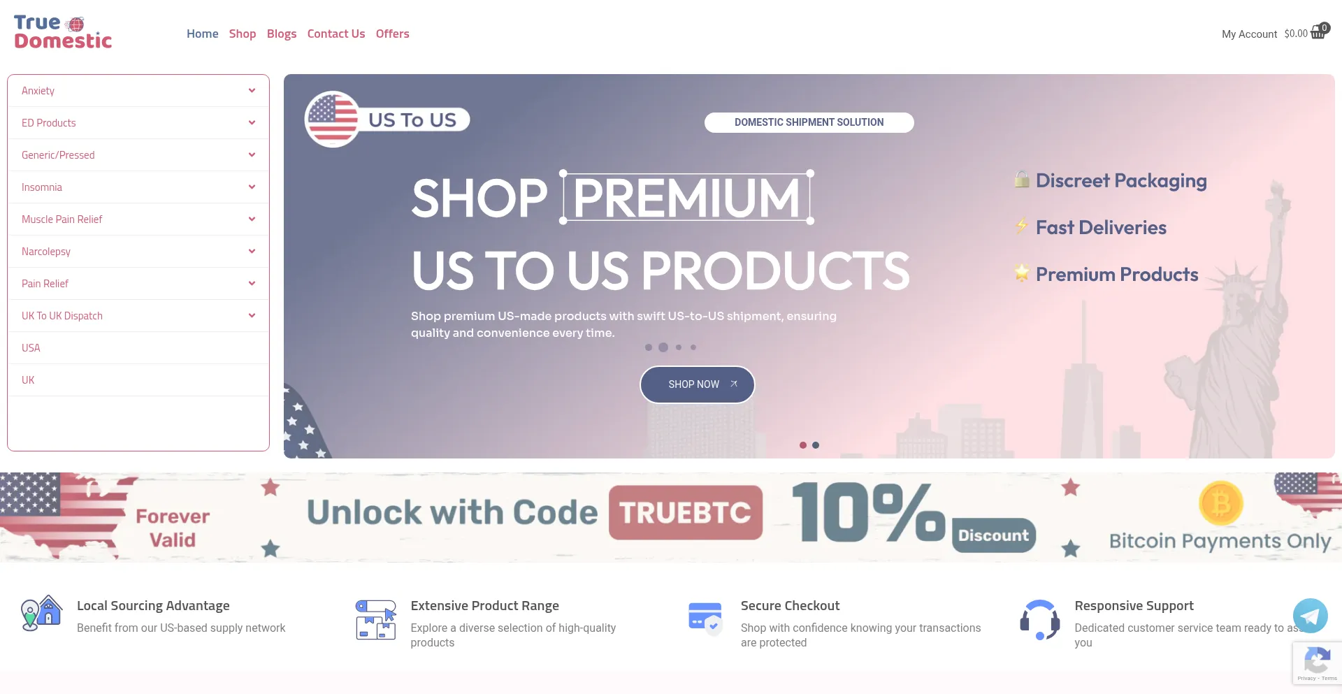 Website screenshot of Truedomestic.com