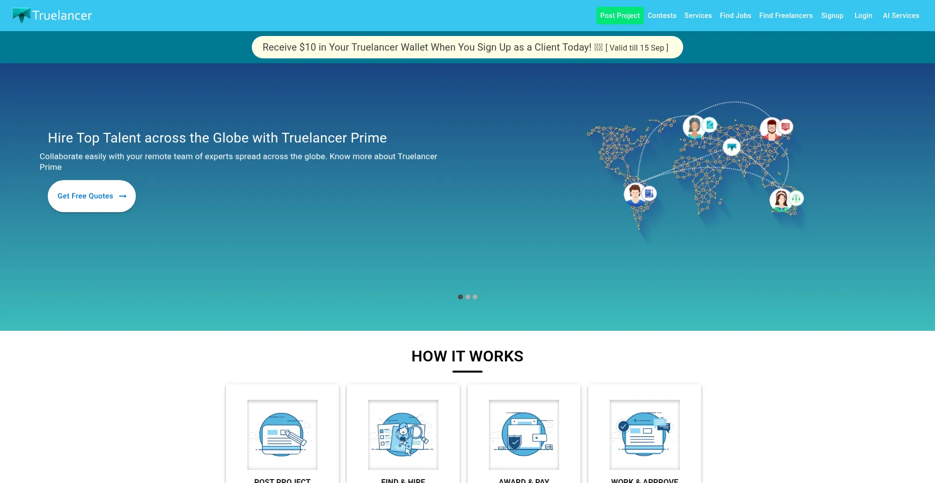 Website screenshot of Truelancer.com