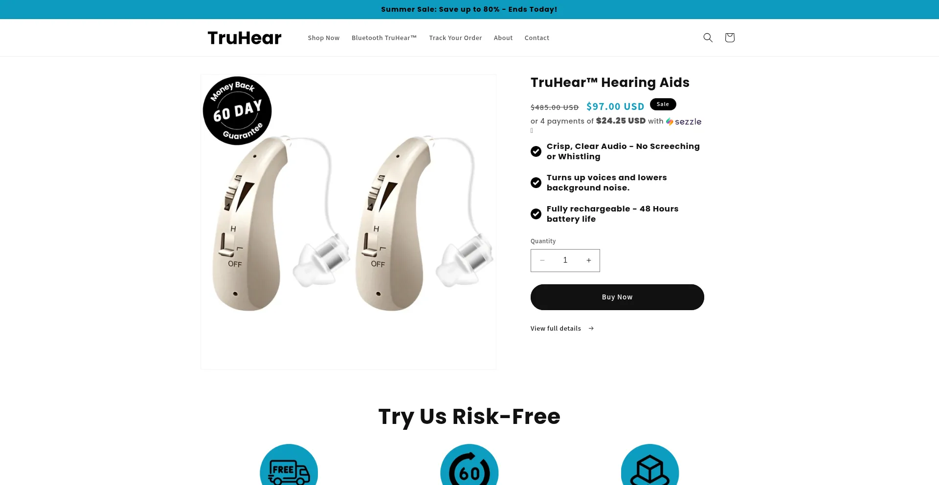Website screenshot of Truhear.shop