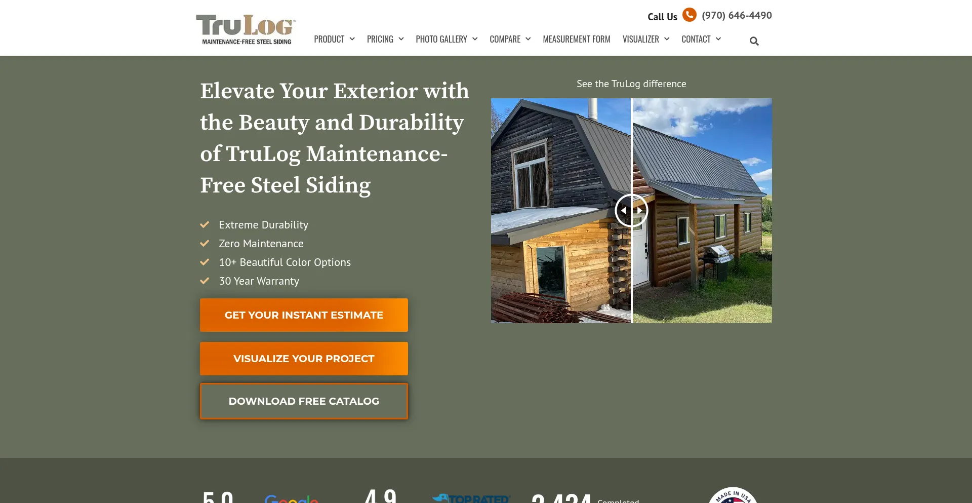 Website screenshot of Trulogsiding.com
